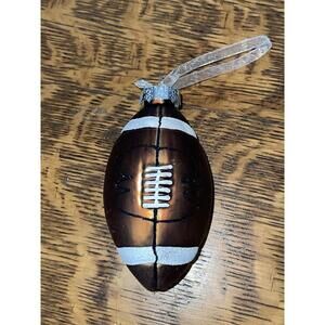 Christmas Ornament Football Glass Brown Glitter Accents Sports Holiday Decor